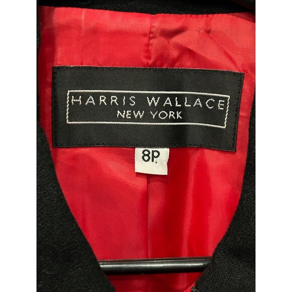 Vintage 90s Harris Wallace Red Black Wool Blend Military Style Jacket Size 8P - Picture 5 of 7